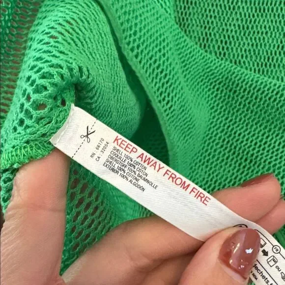 NWOT Free People Beach Madagascar Faux Crochet Coverup in Green Large - Picture 10 of 10